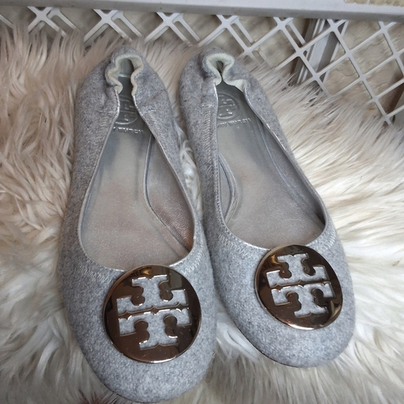 Tory Burch rare gray wool Reva flats 8 - Picture 1 of 10